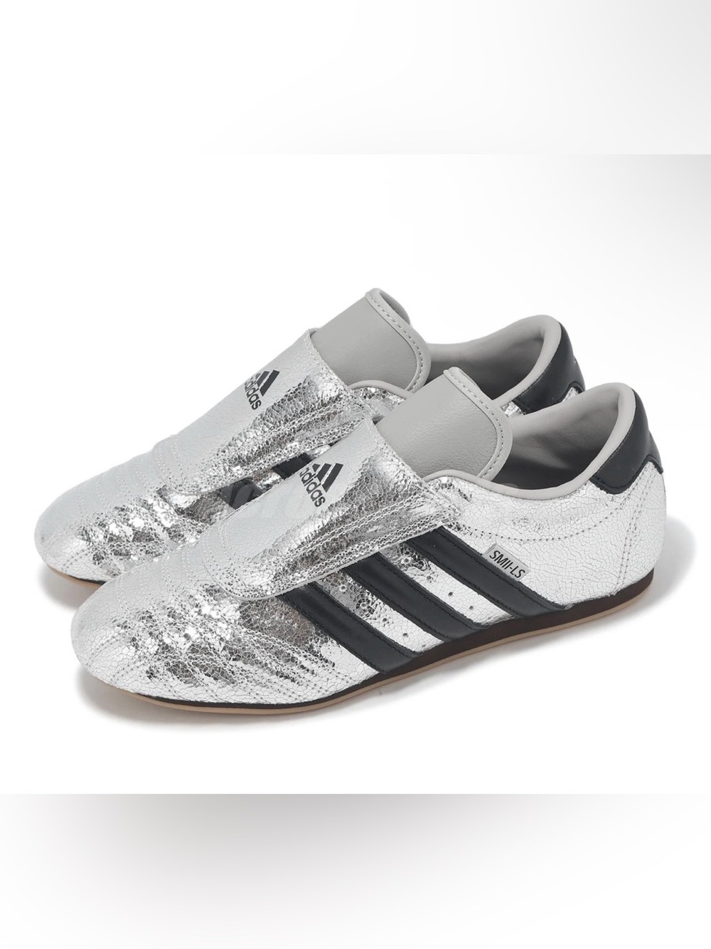 Adidas Taekwondo Silver Metallic Core Black Gum Women Casual Shoes Sz 9 EUC